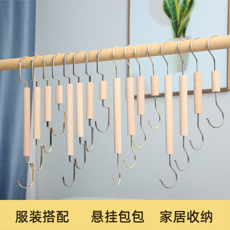 服装店实木s钩衣架挂衣钩陈列道具展示木棒s挂钩挂版衣架夹围巾架