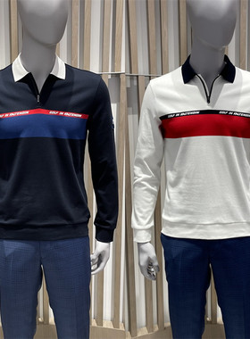 卡尔丹顿男装多色2021秋冬都市翻领长袖T恤KBCW30561专柜1380