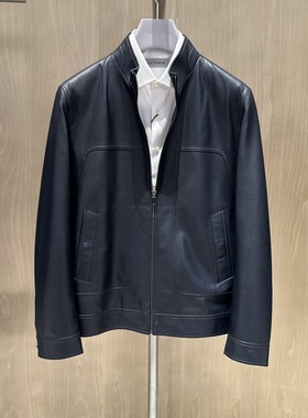 卡尔丹顿男装秋冬款立领羊皮革皮衣外套KDAW19302LAN5专柜8800