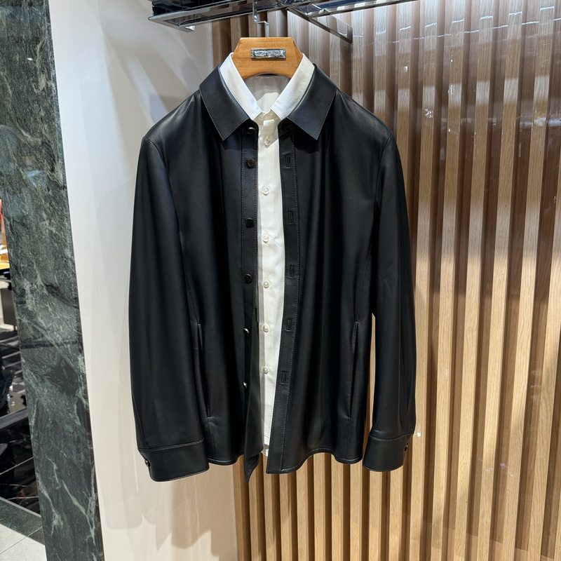 路卡迪龙男装春夏款翻领休闲羊皮革皮衣外套160230504专柜11800
