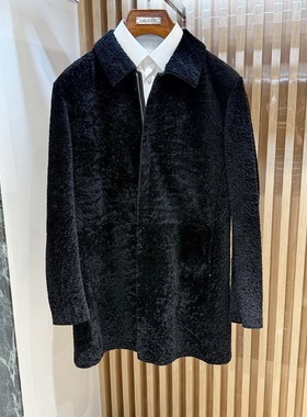 路卡迪龙男装秋冬中长羊毛皮一体大衣外套162237206专柜正品16880