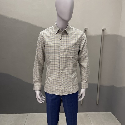 卡尔丹顿男2021秋冬羊毛尖领双层长袖衬衫KBBW43640CHC7专柜2380