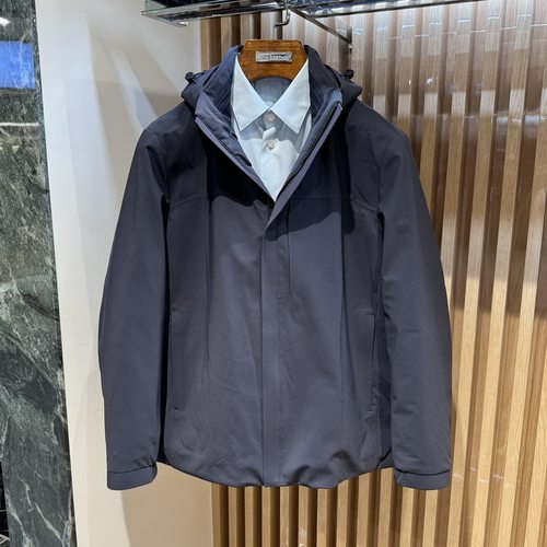 卡尔丹顿男装2024秋冬休闲连帽鹅绒羽绒服外套AE5W05906吊牌6800