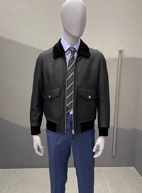 卡尔丹顿秋冬新款翻领毛皮一体皮衣外套KBBW59801FAB1专柜19800