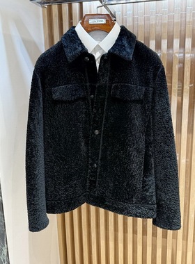 路卡迪龙秋冬羊毛皮一体商务翻领真皮夹克外套162247206专柜13880