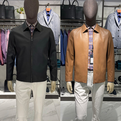 华斯度VASTO男装皮衣翻领夹克秋冬短款外套12Z161182专柜12800