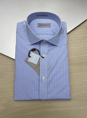 卡尔丹顿男秋冬款瑞士纯棉格子长袖衬衫KBAW23533HBN1专柜6800