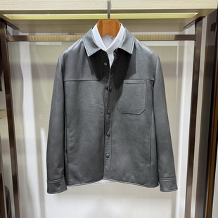 BOSSSUNWEN博斯绅威2025新款秋冬商务翻领真皮夹克153217123358