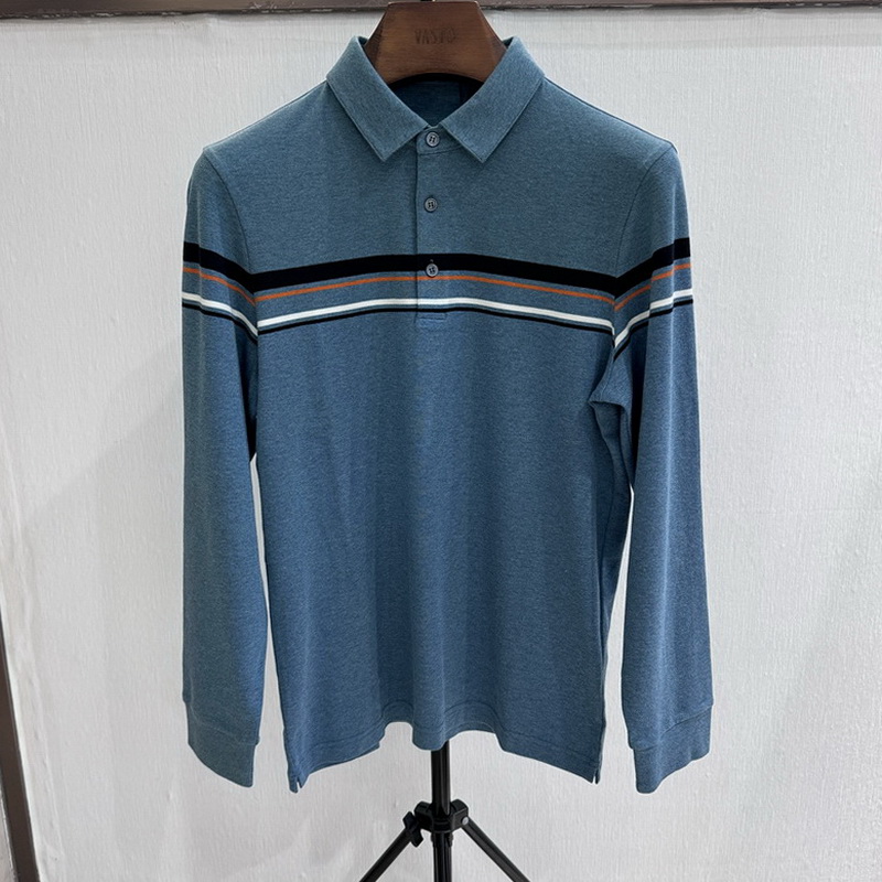 VASTO华斯度男装2024秋冬纯棉商务翻领长袖T恤42T052478专柜1686