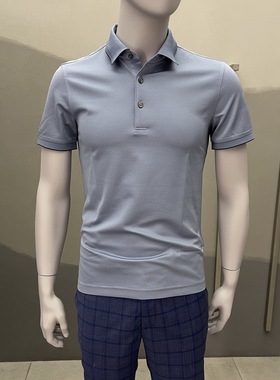 卡尔丹顿男装春夏新款纯桑蚕丝翻领短袖T恤KCBS30169FAN2吊牌3980