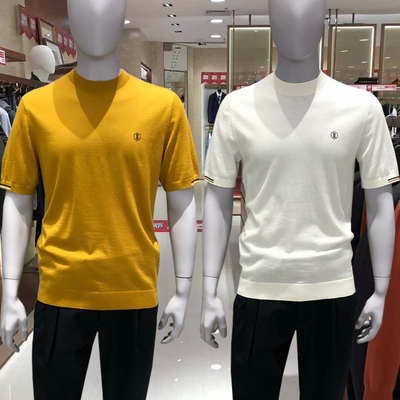 卡尔丹顿男装2020秋冬商务休闲短袖毛衣羊毛衫KABW10091专柜1680