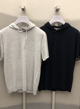 卡尔丹顿男装秋冬款休闲连帽短袖T恤衫KABW10090专柜1680