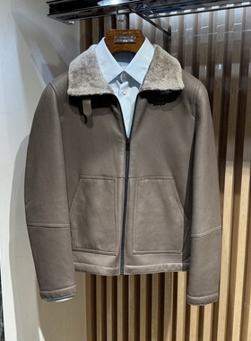 卡尔丹顿男装秋冬商务翻领真皮皮衣夹克外套KBBW59800专柜19800