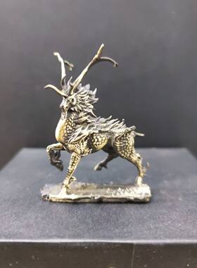 纯铜做旧 风火麒麟神兽摆件 工艺品手办模型车摆招财纳福装饰玄关