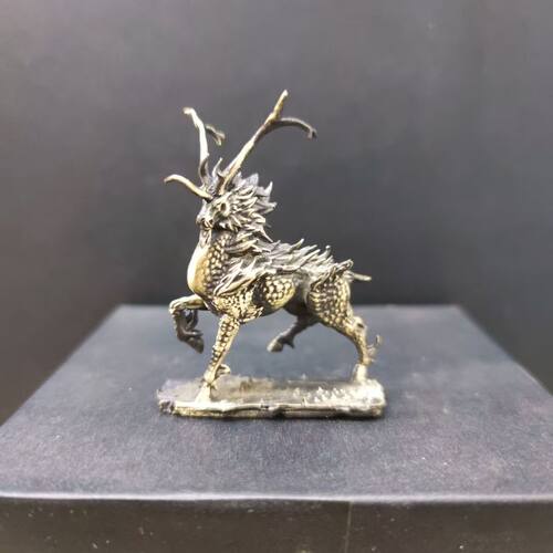 纯铜做旧 风火麒麟神兽摆件 工艺品手办模型车摆招财纳福装饰玄关