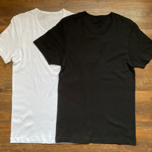 短袖 黑色白色基础款 纯棉无侧缝圆领打底T恤衫 外贸男士