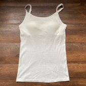 外贸出口日本女士白色纯棉吊带衫 罩杯背心打底衫 内搭免穿文胸