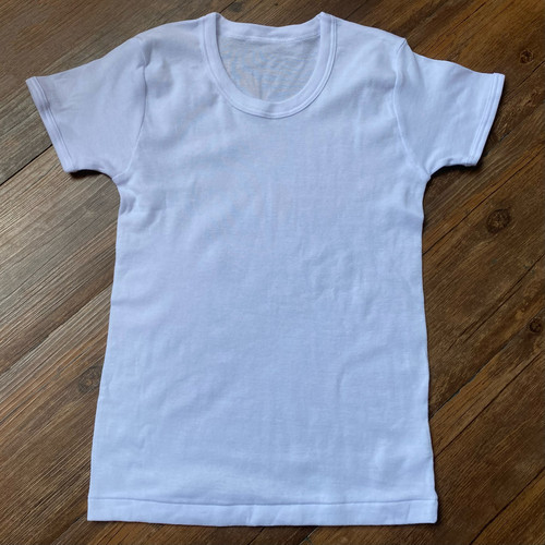 外贸出口日本中大儿男童100%纯棉白色圆领短袖T恤打底衫130-160码