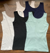 吊带 外贸出口日本女士纯棉背心打底衫 纯色百搭方领无袖 偏大