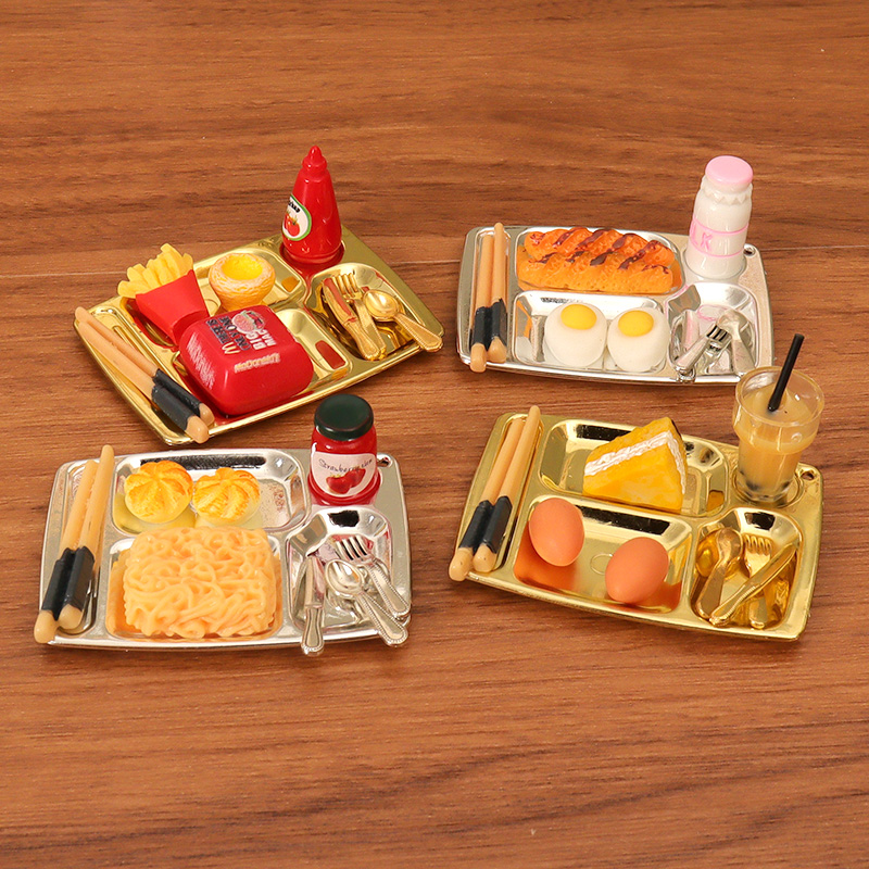Dollhouse娃娃屋微缩食玩场景迷你厨房家具袖珍模型果酱蛋糕餐盘