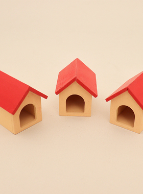 Dollhouse娃娃屋迷你木质宠物狗狗窝小房子微缩食玩过家场景模型