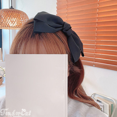 黑色缎带双层大蝴蝶结细发箍