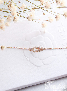 Cubic U Bracelet 欧美航海马蹄扣坠项链水钻镂空马蹄形细手链