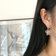 Earrings Cubic Flower 甜美锆石镂空珍珠双层花朵坠方形水钻耳环
