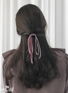 Ribbon Velvet Scrunchie 小香风纯色纤细丝绒蝴蝶结装饰发绳