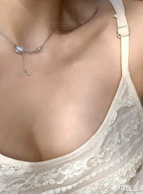 水钻十字星芒长坠土星短项链