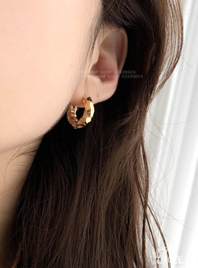 Unsmooth Ring Earrings 凹凸感宽版圆环耳扣插扣耳环