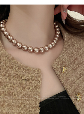 Rennell Gold Pearl Necklace 小香风香槟色珍珠串法式项链