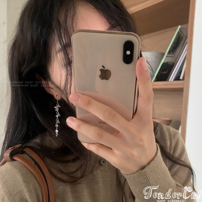 Crystal Grape Tassel Earrings 透明水晶葡萄流苏坠水滴长款耳环