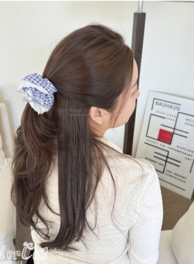 Check Scrunch Chou花朵图案蕾丝花边发圈缎带蝴蝶结彩色格子发绳