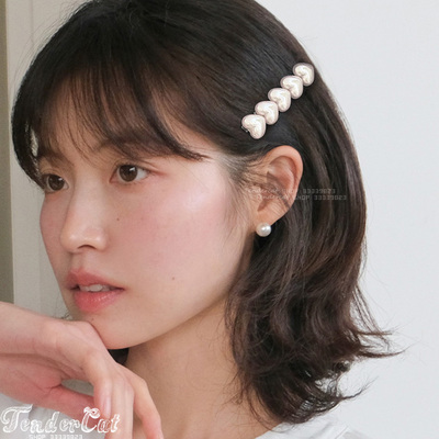 Pearl Heart Hairpin 韩国INS风爱心发夹甜美心形珍珠鸭嘴夹边夹