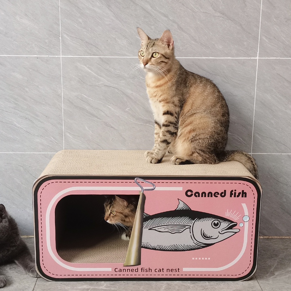 icle方形鱼罐头瓦楞纸猫抓板