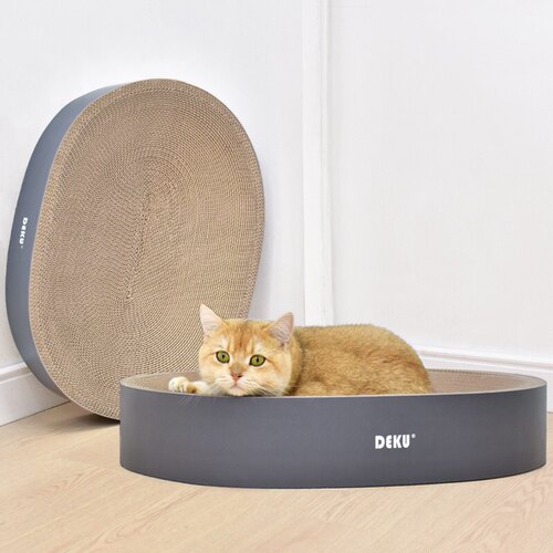 简约圆形猫饼瓦楞纸猫抓板圆盘碗形猫爪板磨爪器加厚碗形猫窝猫床 - 封面
