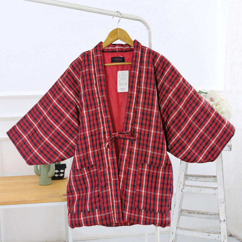 日式半缠棉衣 加厚夹棉冬季保暖棉服 和风棉衣 系带棉袄浴衣外套