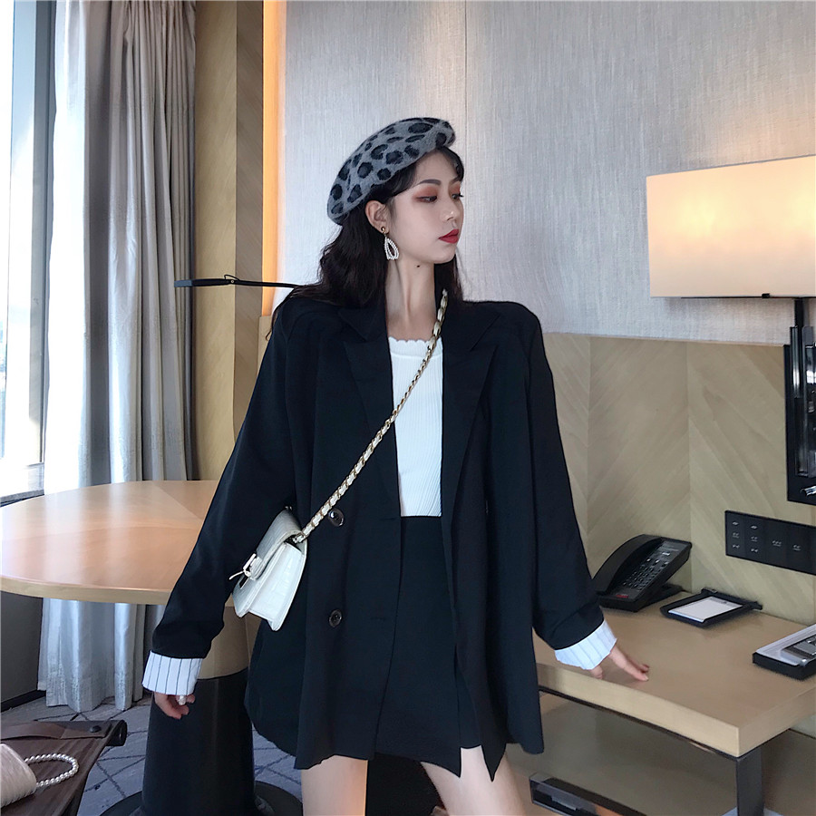 春季套装女两件套洋气网红小西装女套装chic外套+气质半身短裙潮