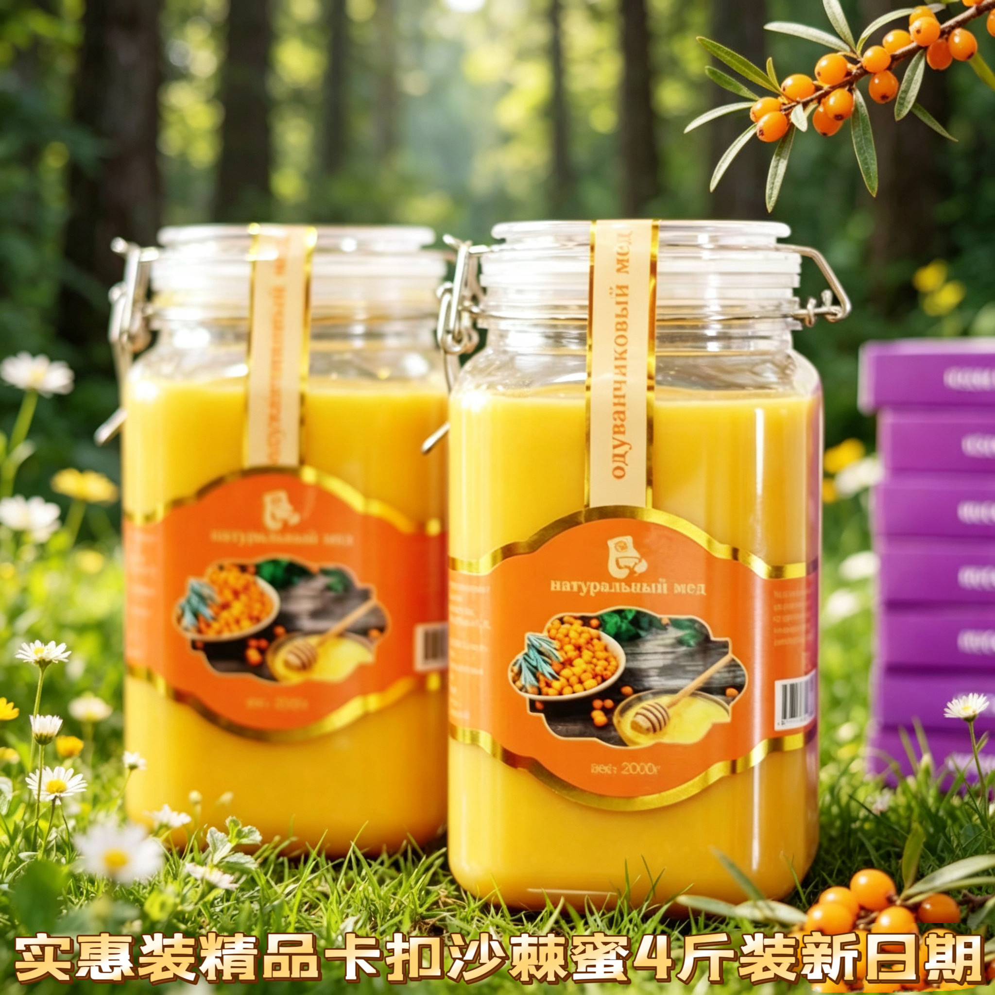 4斤装沙棘蜜精品卡扣包装蒲公英蜜沙棘果蜜蜂蜜水正宗蜂蜜包邮