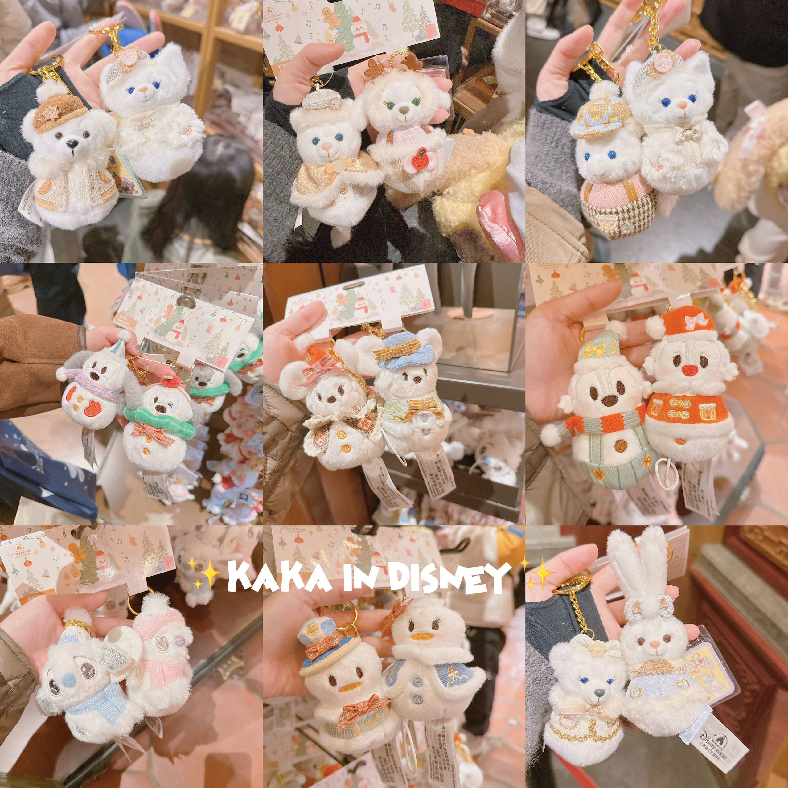 上海迪士尼2024冬日雪人系列米奇米妮维尼玲娜贝儿毛绒挂件钥匙扣