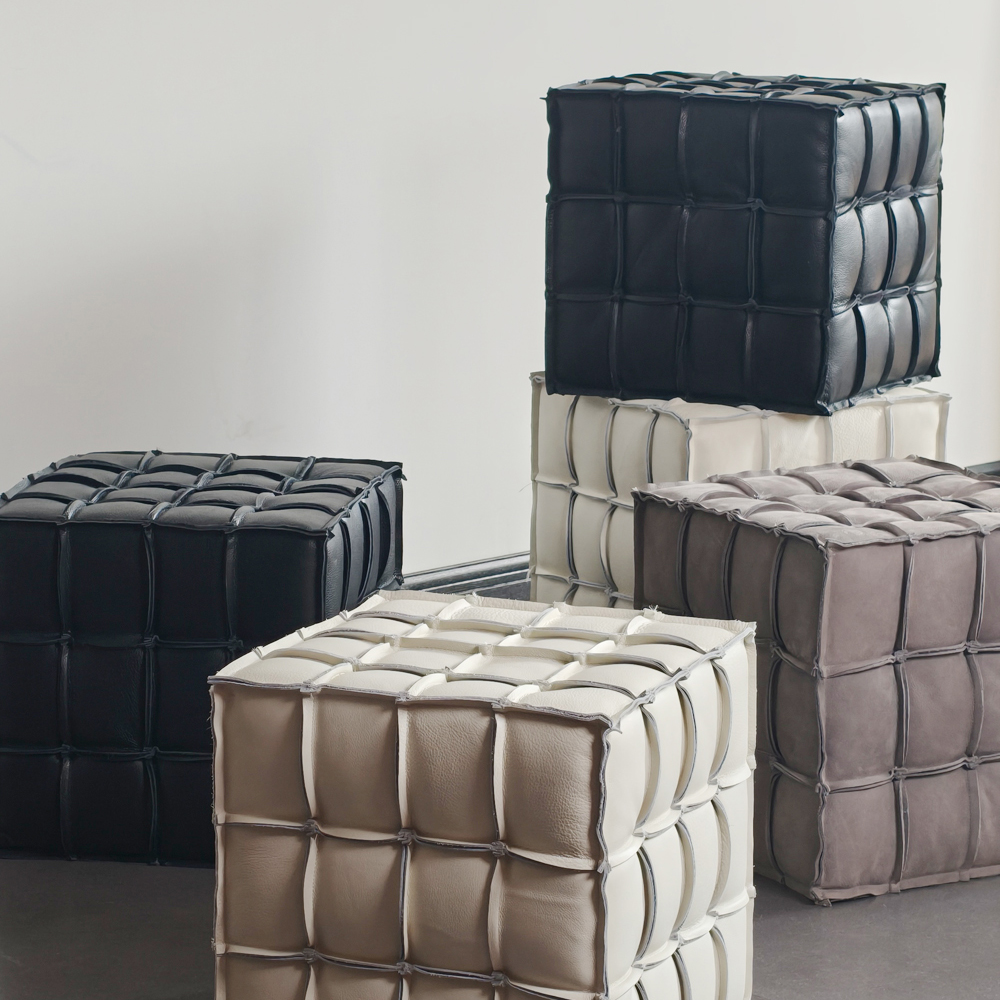 魔方凳子磨砂布全真皮磨砂皮凳子全青皮意式极简凳高端小凳子方凳