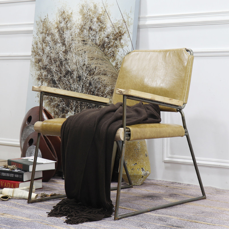 奥特洛真皮沙发扶手椅休闲椅复古铁艺靠背餐椅简约loft卧室书桌椅,住宅家具,沙发椅,淘宝优惠券,粉丝福利购,淘宝优惠卷