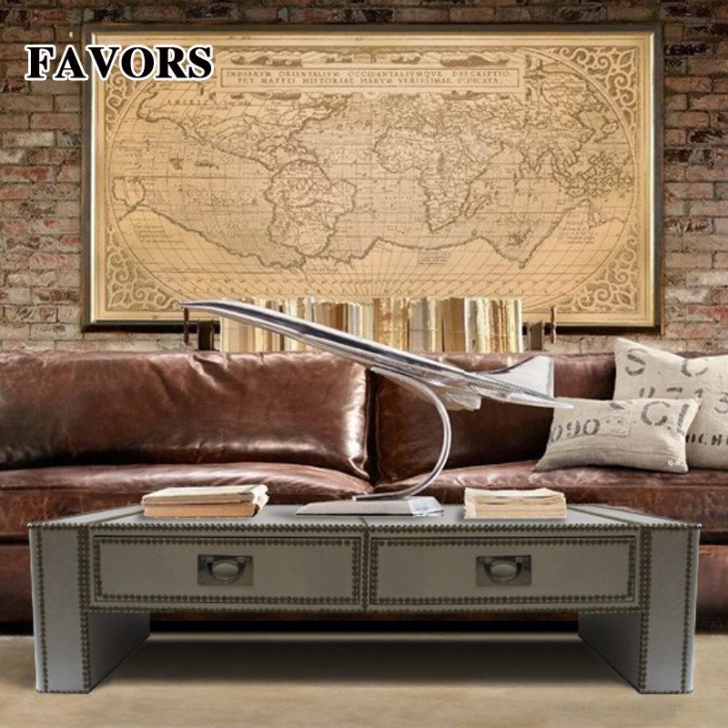 美式复古做旧茶几 简约个性 loft乡村工业风抽屉茶桌咖啡桌促销