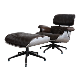 eames伊姆斯躺椅子真皮美式单人皮沙发椅现代简约卧室旋转休闲椅