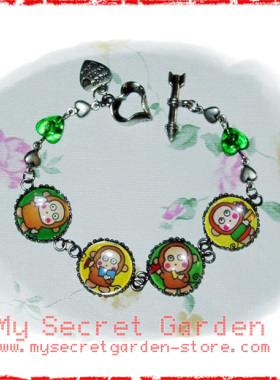 现货 MONKICHI Cabochon Bracelet 马骝仔 卡通 時光寶石手鏈