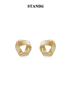 STANDii手作925银针鎏金三角时尚不规则冷淡风三角耳钉简约百搭