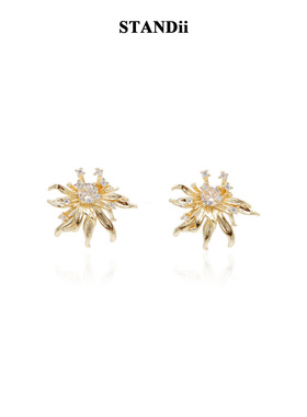 STANDii十旦町金色烟花耳钉女锆石镶嵌高级感独特设计耳饰