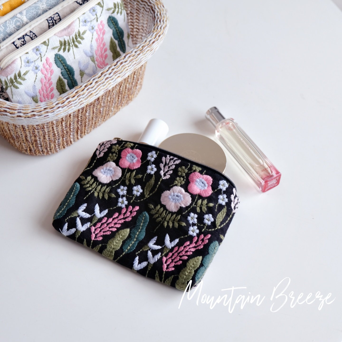 便携小巧化妆包棉麻刺绣零钱包口红耳机身份证卫生巾收纳随身卡包,收纳整理,化妆包,淘宝优惠券,粉丝福利购,淘宝优惠卷