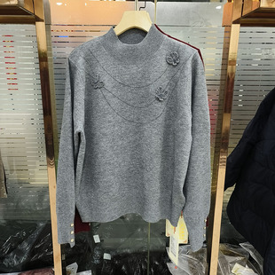 专柜发货妈妈上衣宽松羊毛衫女士中年高端大气上档次毛衣羊绒衫